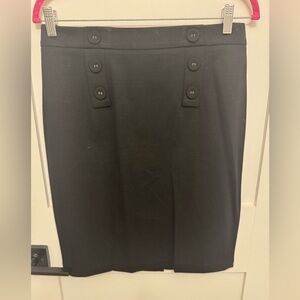 Talbots Black Pencil Skirt with Button Accents